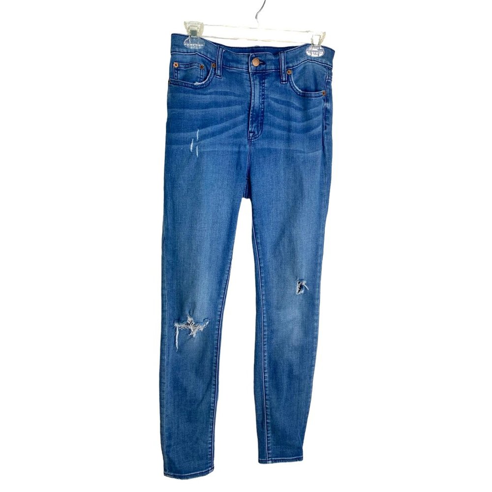 J.Crew Stretch Skinny Jeans Womens 29 Blue Distressed Mid-Rise Denim Emo, Grunge